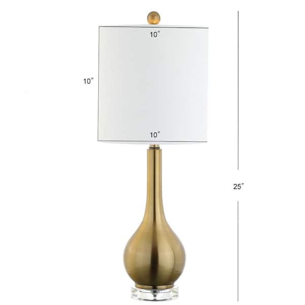 Dylan 25 in. Brass Metal/Crystal Teardrop Table Lamp