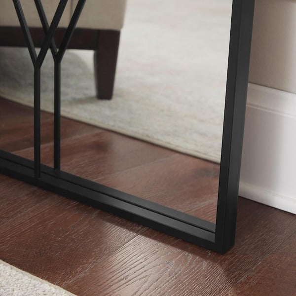 Oversized Black Metal Frame Diamond Windowpane Classic Floor Mirror (70 in. H x 29 in. W)