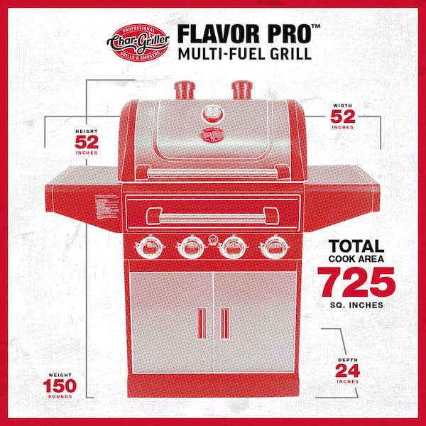 Flavor Pro 4-Burner Propane, Wood Gas Grill with Multi-Fuel Flavor Drawer in Silver