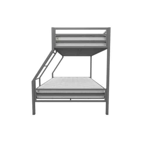 Novogratz Bunk Bed Twin-Over-Full Sturdy Attached Ladder Stainless Steel Gray