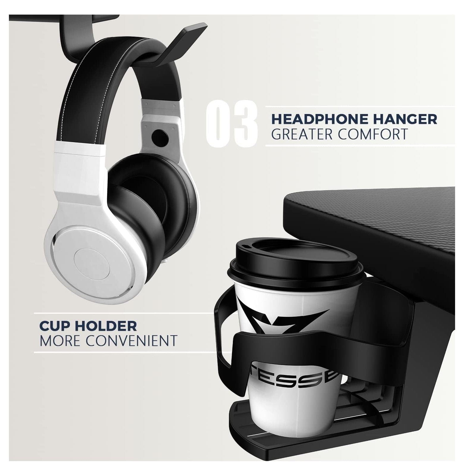 Quexis Gaming Desk 40 inch,PC Gaming Table,T-Shaped Gaming Computer Desk with Free Mouse Pad,Racing Style Professional Gamer Game Station,Carbon Fiber Home Office Desk with Cup Holder&Headphone Hook