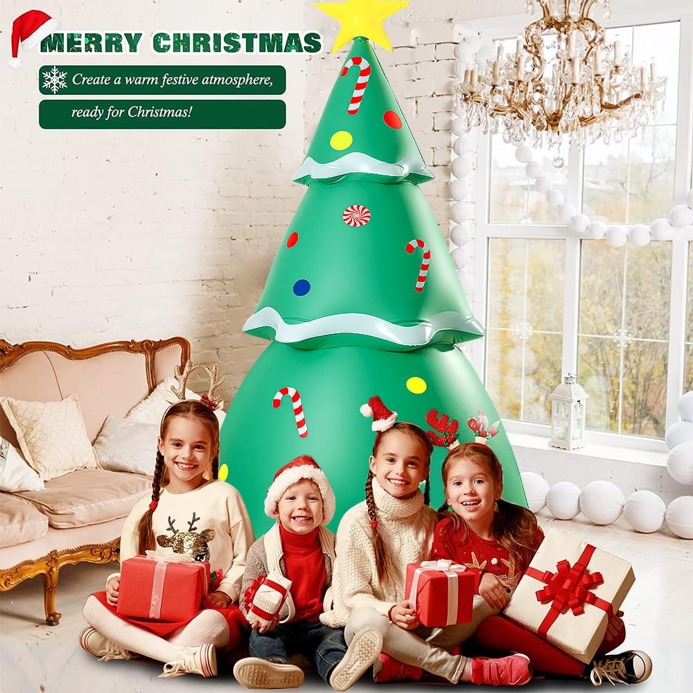 7 FT Inflatable Christmas Tree, Christmas Inflatables Outdoor Decorations, Blow Up Inflatable Christmas Yard Decorations, Bright LED Lights with 4 Lighting Modes for Christmas Party Decor