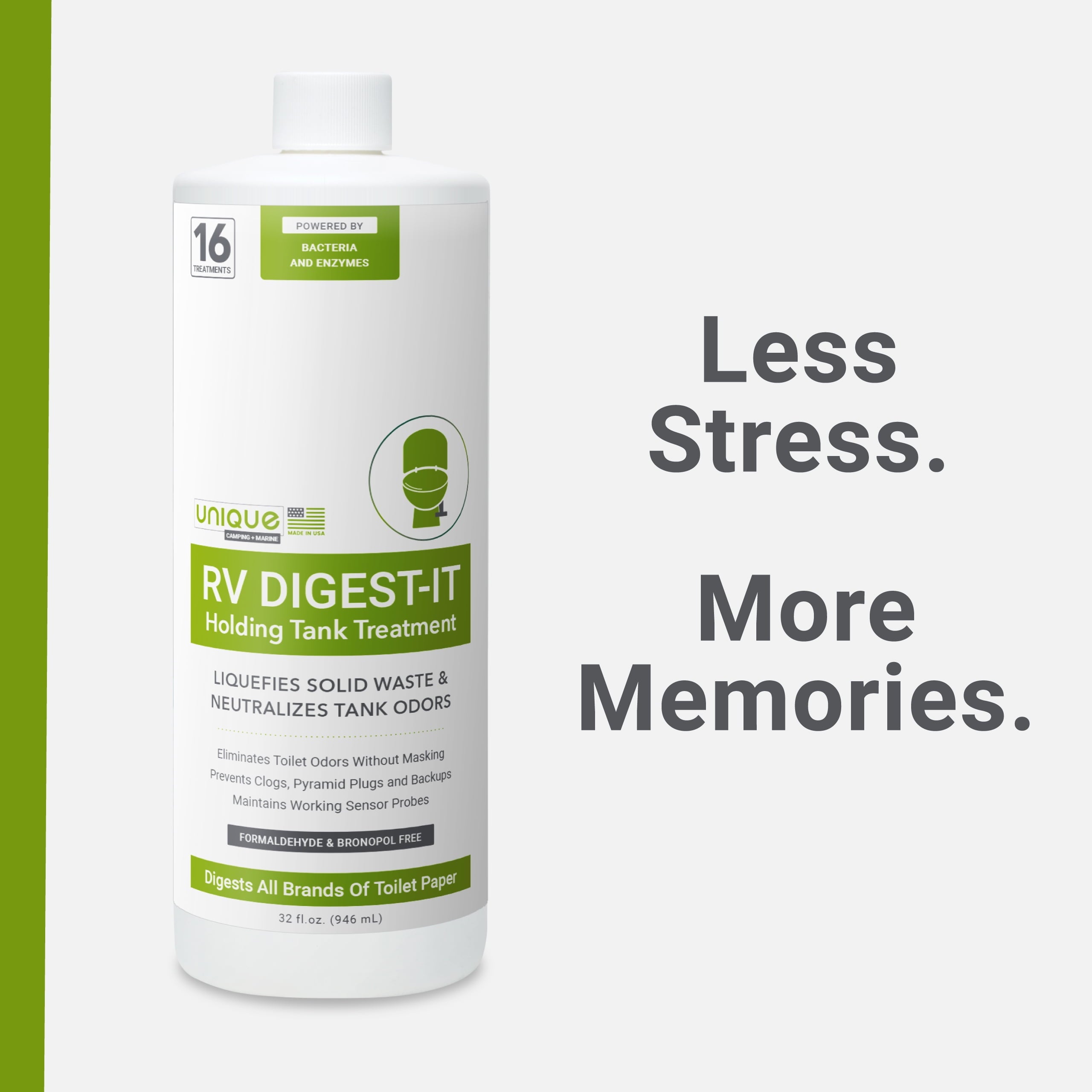 Unique RV Digest-It Black Water RV Holding Tank Treatment - Concentrated Liquid Toilet Treatment (16 Treatments, 32 oz.)