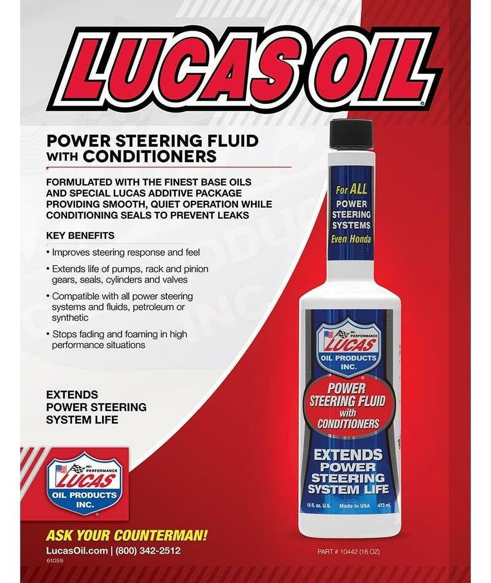 Lucas Oil Power Steering Fluid w/ Conditioners; 16 oz.
