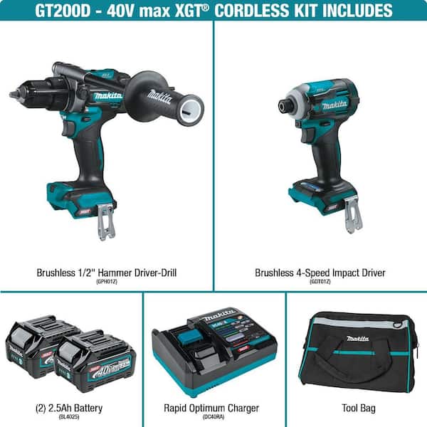 40V Max XGT Brushless Cordless 2-Pc. Combo Kit (Hammer Driver-Drill/Impact Driver) 2.5Ah