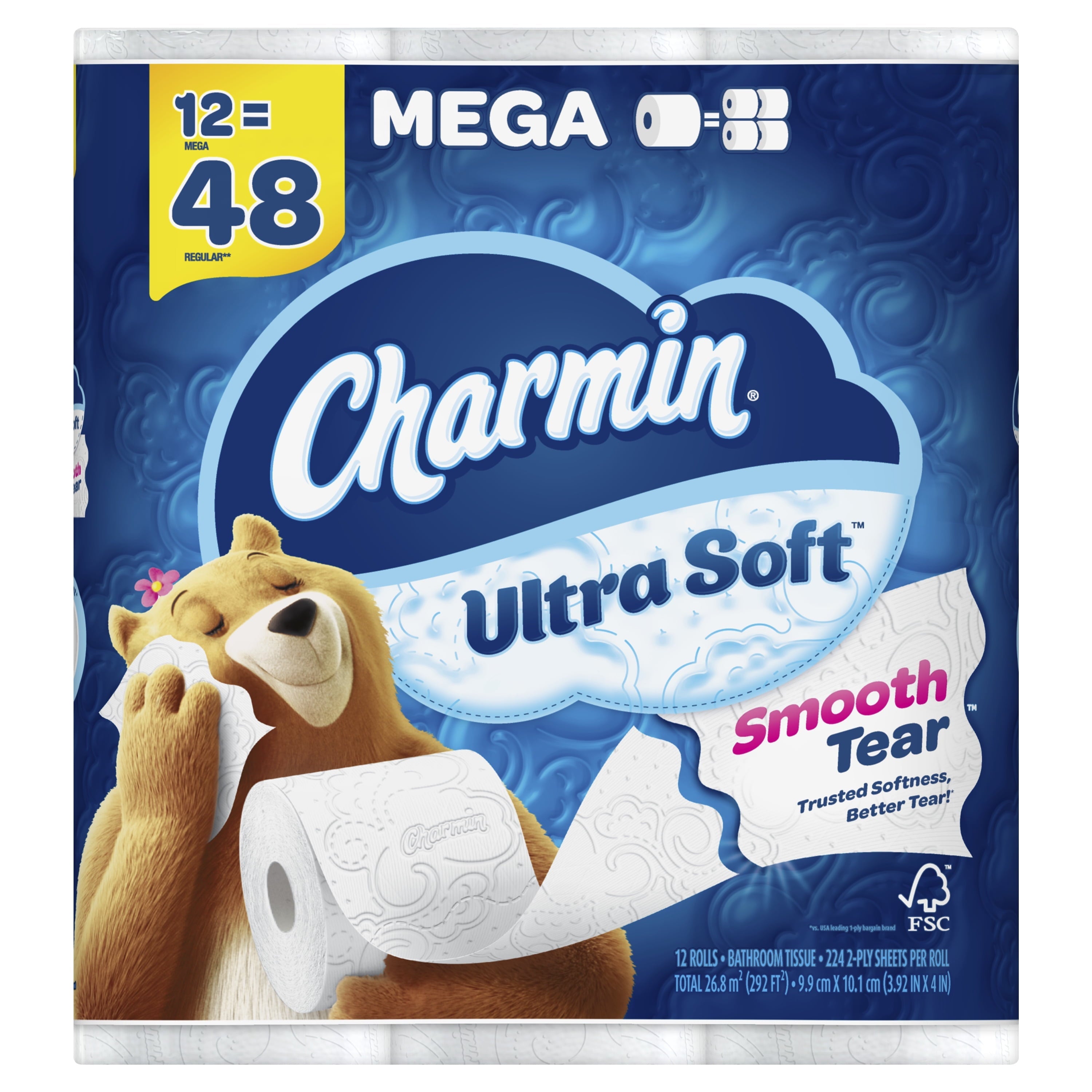 Charmin Ultra Soft Toilet Paper 12 Mega Rolls, 224 Sheets Per Roll