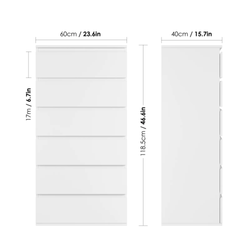 Homfa White 6-Drawer Dresser: Modern Storage Solution for Bedroom & Living Room