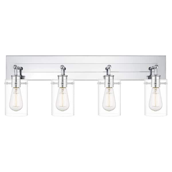 Regan 29.25 in. 4-Light Chrome Bathroom Vanity Light with Clear Glass Shades