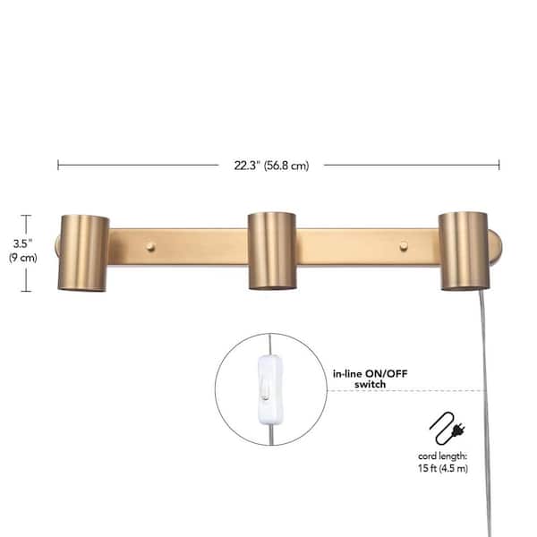 1.85 ft. 3-Light Matte Brass Plug-In Fixed Track Lighting Kit