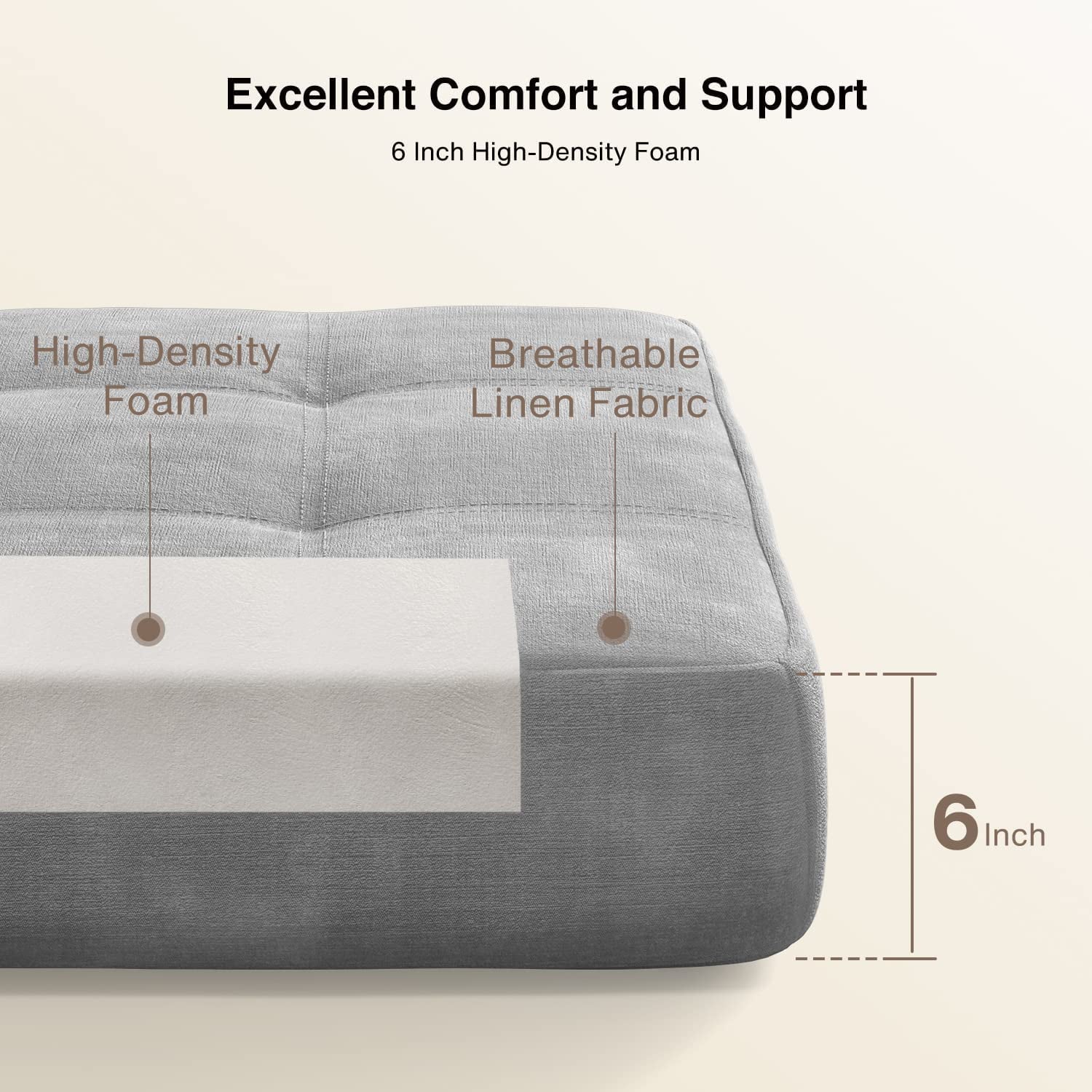 Lofka Chair Bed, Sleeper Sofa Bed with Removable Cover Light Gray