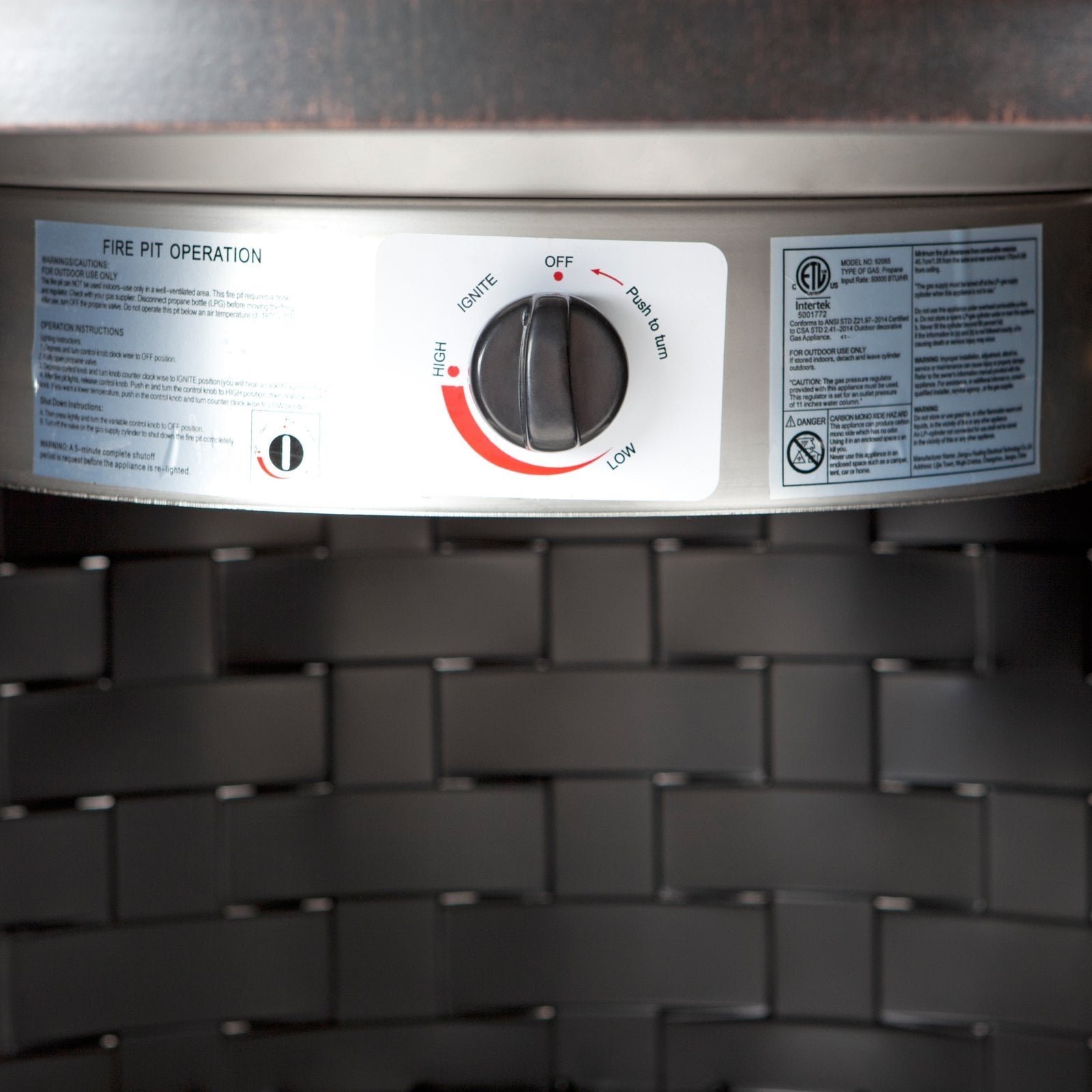 Fire Sense Perissa Woven Round Cast Aluminum Propane Gas Fire Pit