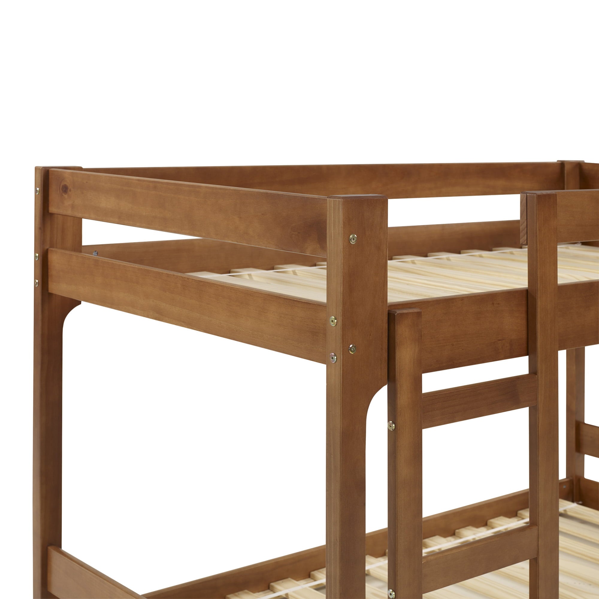 Walker Edison Modern Twin Over Twin Youth Bunk Bed, Caramel
