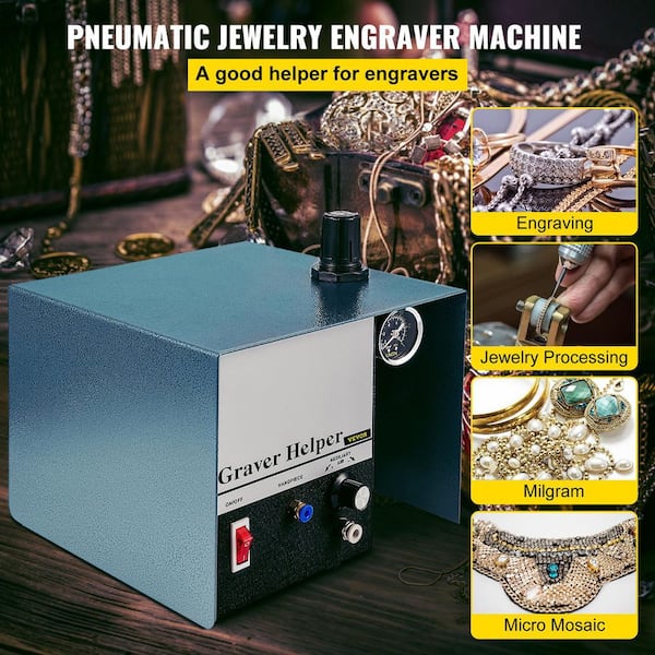 Jewelry Pneumatic Engraving Machine 1400 RPM Graver Handpiece 60Hz 80 Watt Adjustable Speed with Single-Head For Jewelry