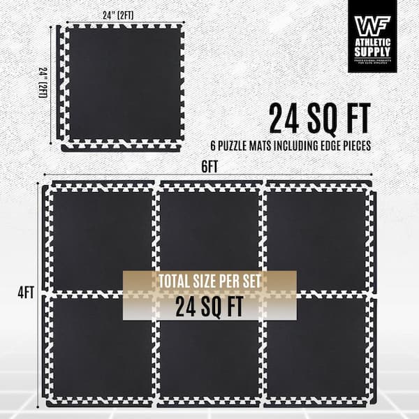Black Carpet Texture Top 24 in. x 24 in. x 12 mm Interlocking Tiles for Home Gym Kids Room and Living Room (24 sq. ft.)