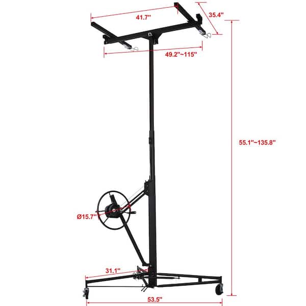 11 ft. Black Drywall Lift Panel Lift Drywall Panel Hoist Jack Lifter