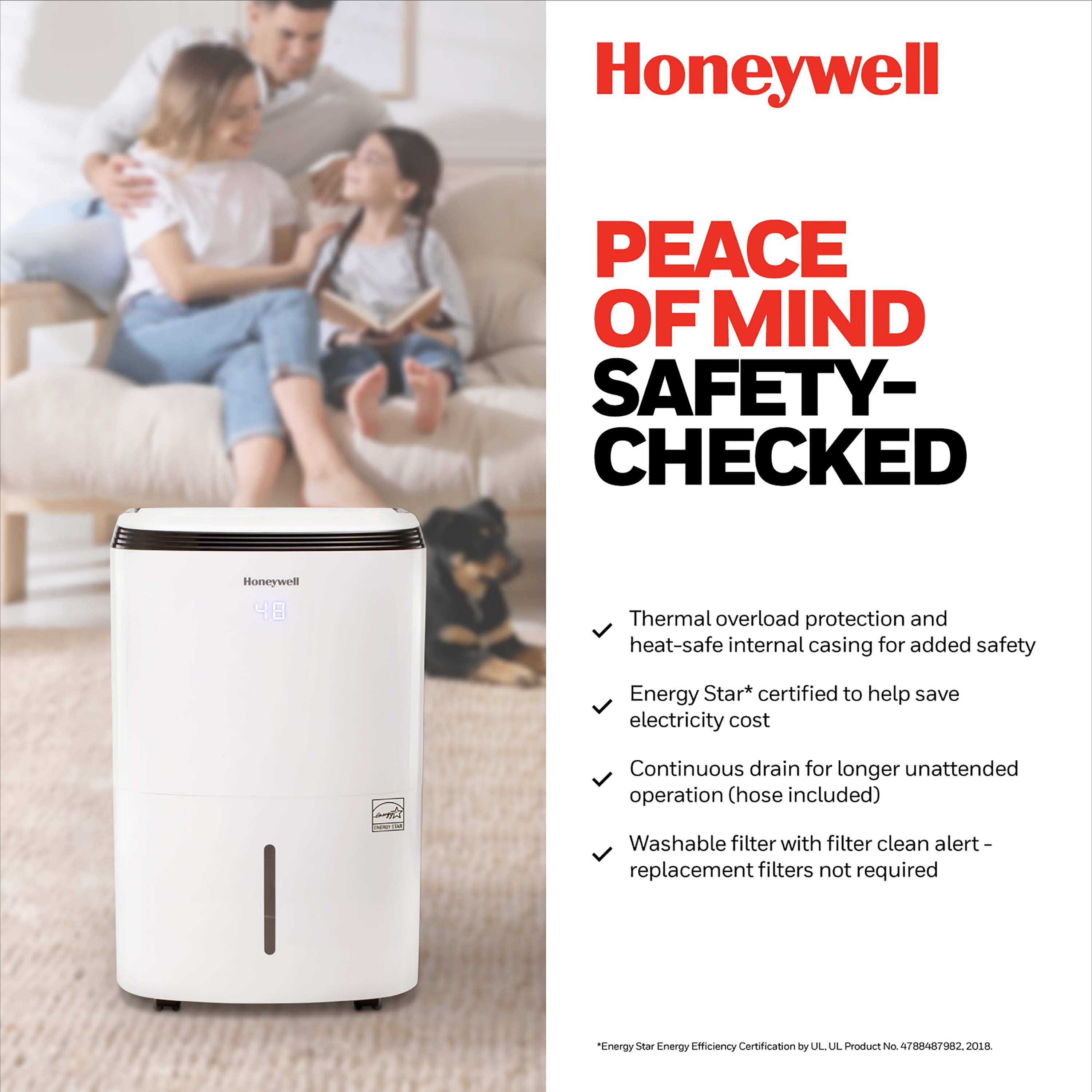 Honeywell 20 pt 1000 sq ft Dehumidifier in White - Smart Technology Capable, Energy Efficient