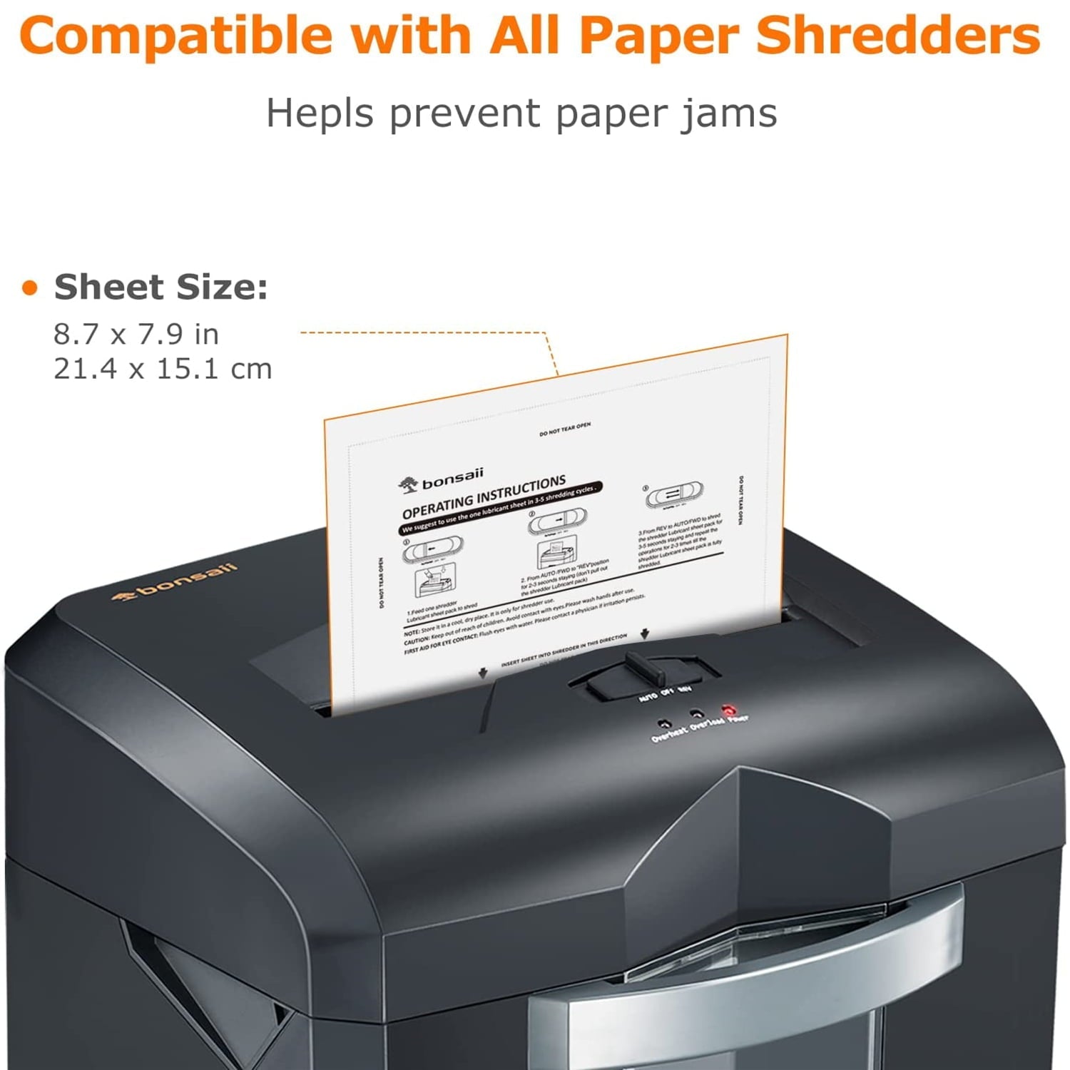 Bonsaii Paper Shredder Sharpening & Lubricant Sheets,24-Pack (8.7 x 7.9 inch/Piece)