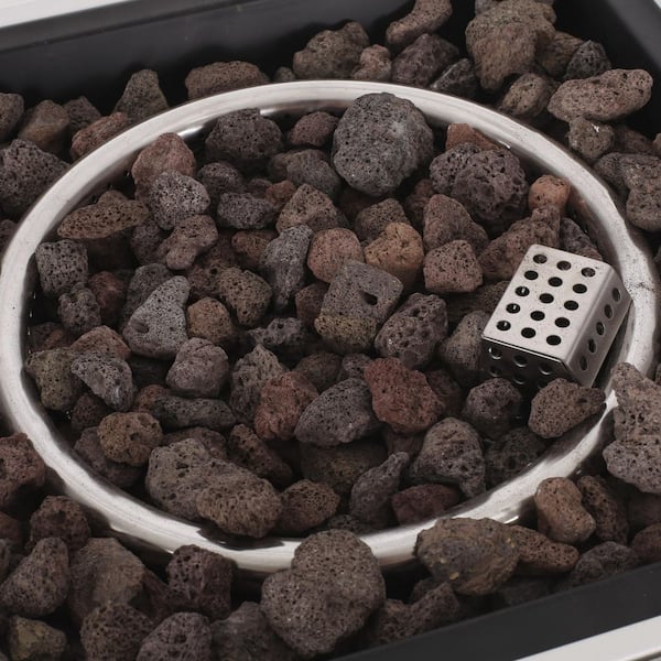 Symonds White/Light Grey Wood Grain Square Metal Fire Pit