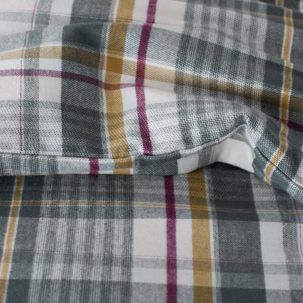 Company Cotton Easton Velvet Flannel Gray Multi Cotton Queen Fitted Sheet