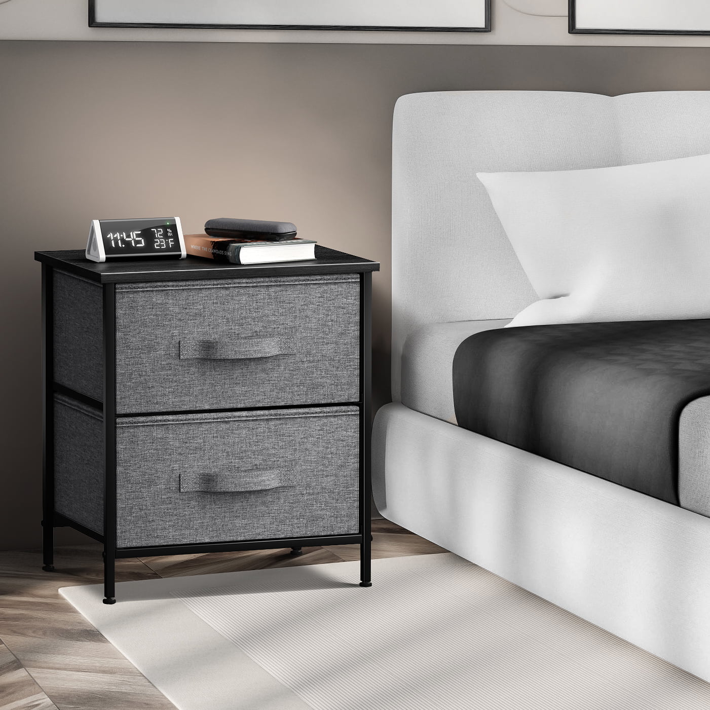 Sorbus Classic Nightstand with 2 Drawers, Black