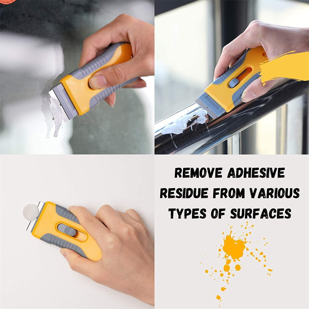 Car Window Glass Adhesive Ceramic Shaving Scraper Blade Tint Vinyl Wrap Glue Remover Cleanser with 10 PCS Blades