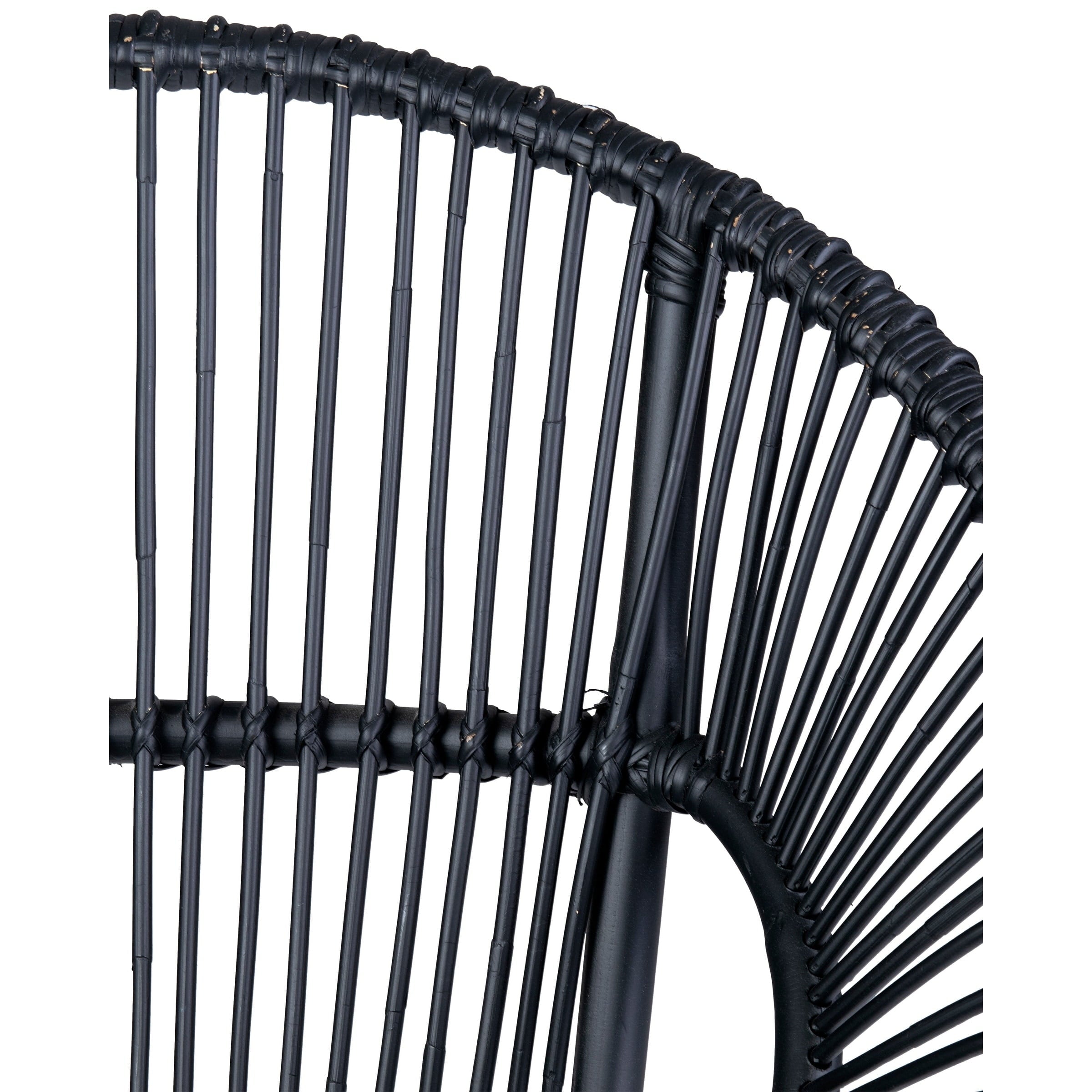 LouAnne Black Rattan Papasan Accent Chair with Metal Legs by East at Main 31