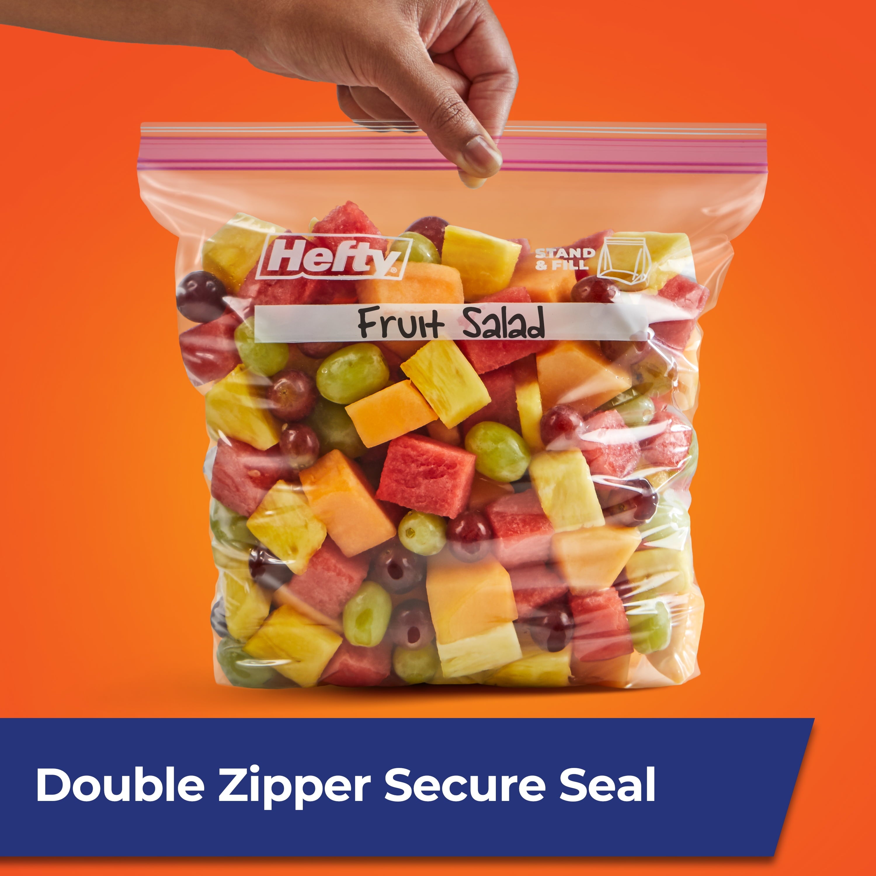 Hefty Press to Close Plastic Bags for Food Storage, Gallon Size, 40 Count