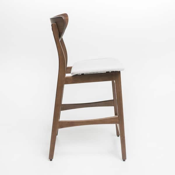 Gavin 36.4 in. Light Beige/Walnut Finish Fabric Counter Chairs (Set of 2)