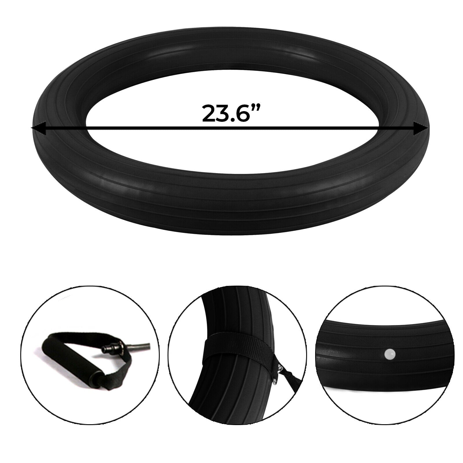 Fitness Base Inflatable Stability Ring Yoga Ball Resistance Band Exercise Black