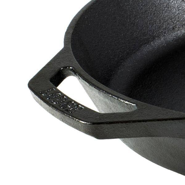 12 in. Cast Iron Skillet in Black with Dual Handles