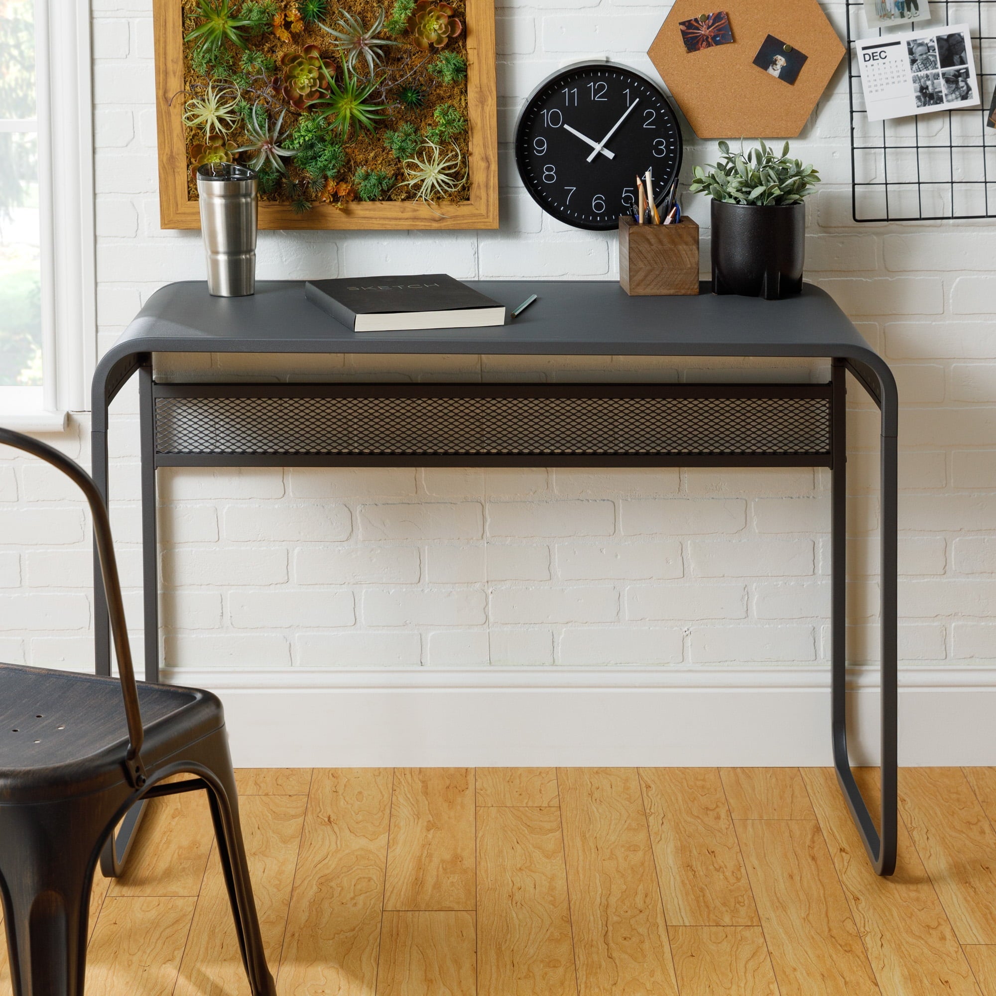 Ember Interiors Industrial Metal Desk, Gray