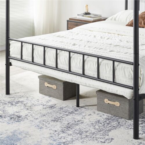 Metal Canopy Bed Frame With Headboard/Foot<wbr/>board Four-poster Bed Twin/Full/Quee<wbr/>n