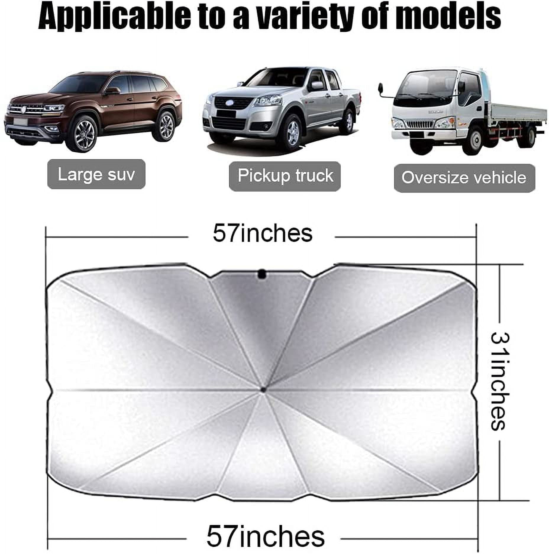 Home Times Windshield Sun Shade,Summer Foldable Umbrella Car Sun Shade Cover for Car Front Window (Heat Insulation Protection),Trucks/Cars/Auto Windshield Covers  (57*31'',Large,Silver)