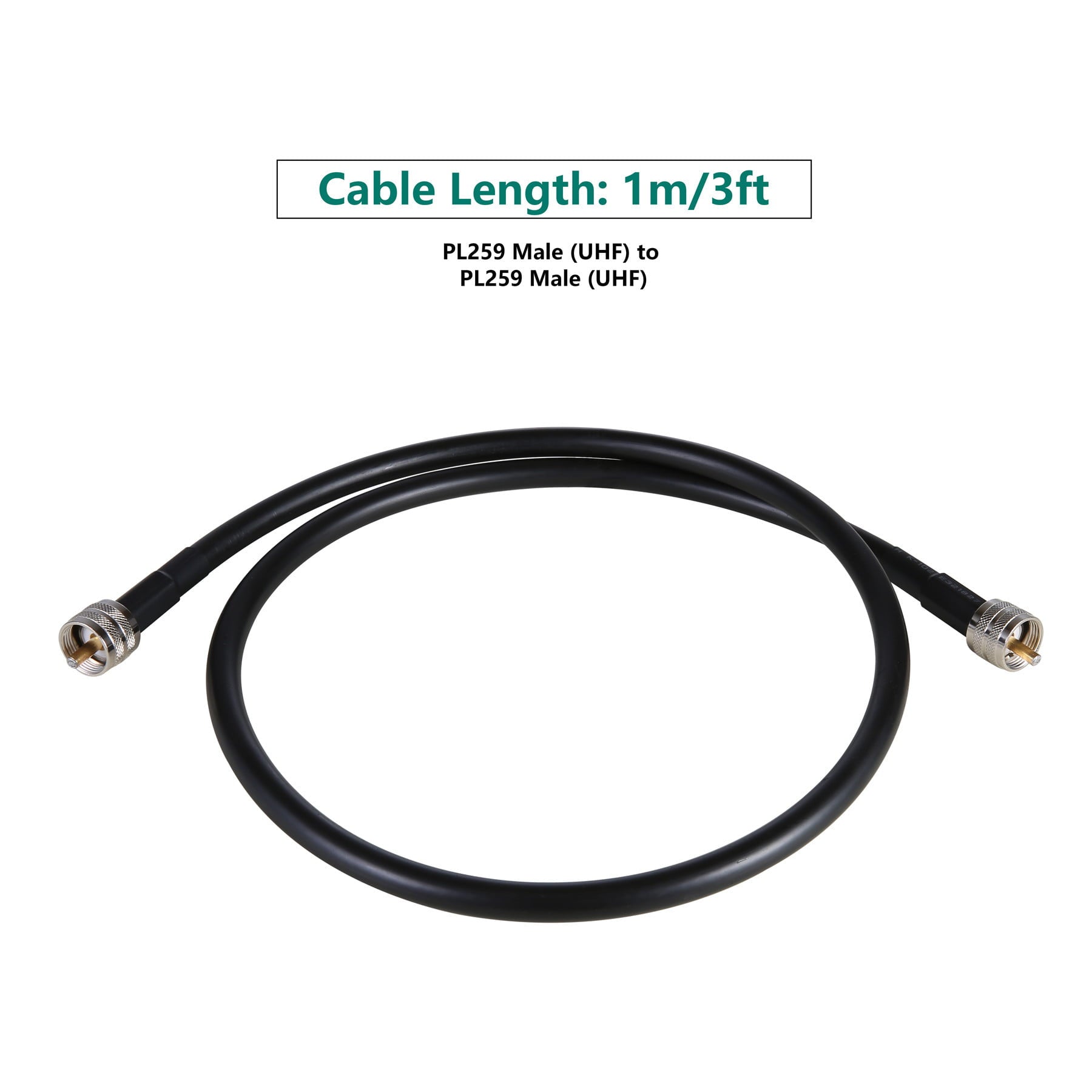 3ft PL259 to PL259 S-LMR400 Extension Cable, GEMEK Low Loss Coax UHF M/M Jumper for CB Radio, Antenna Analyzer, WiFi, SWR Meter, Ham Radio, Short Wave Radio - HF, VHF, UHF (50 Ohm Not for TV)
