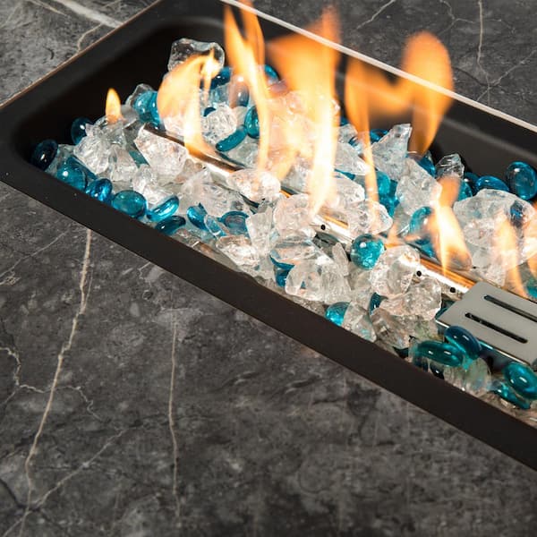 Anna Brown Square Wicker Outdoor Fire Pit Table