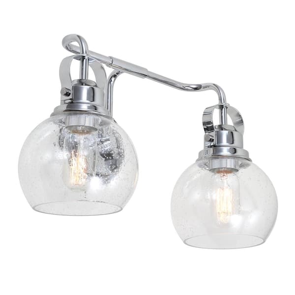 Shirley 17.5 in. 2-Light Metal/ Bubbled Glass Chrome Vanity Light