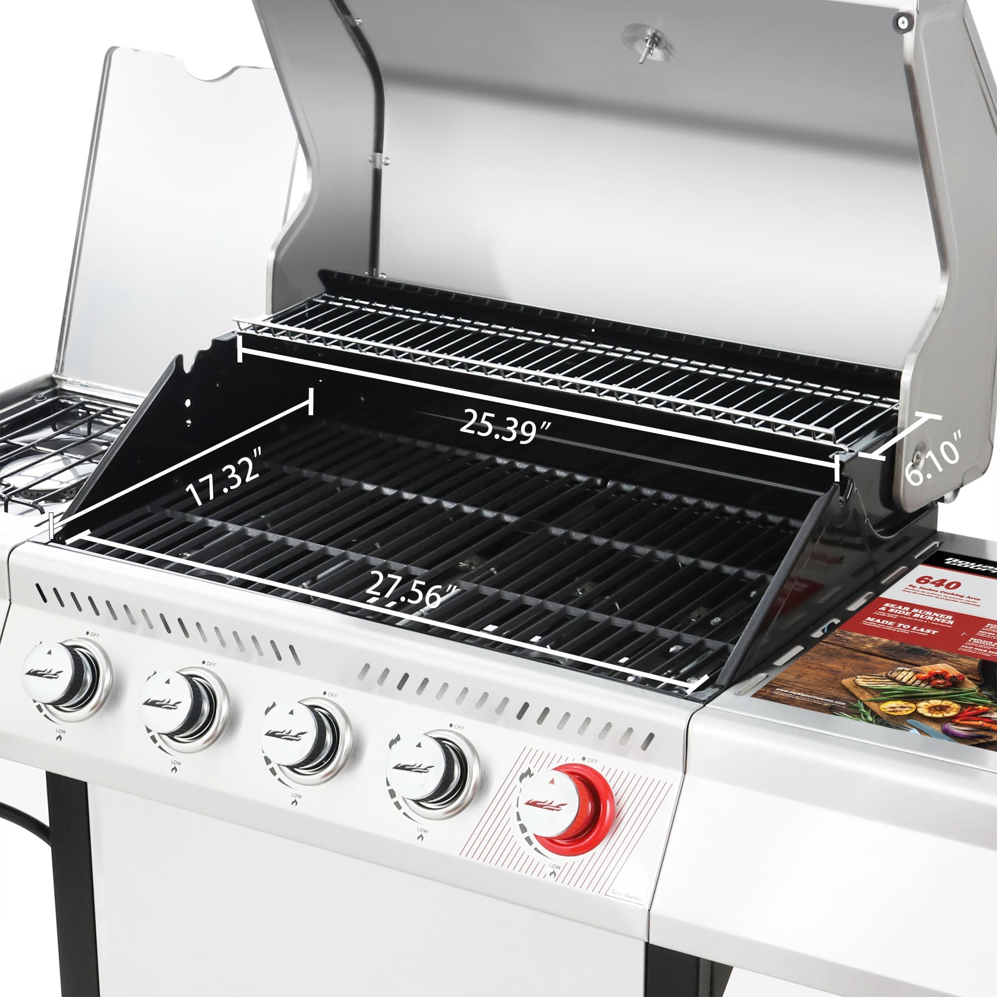 Gourmet GA5401T 5-Burner BBQ Liquid Gas Grill with Sear Burner and Side Burner, 64,000 BTU