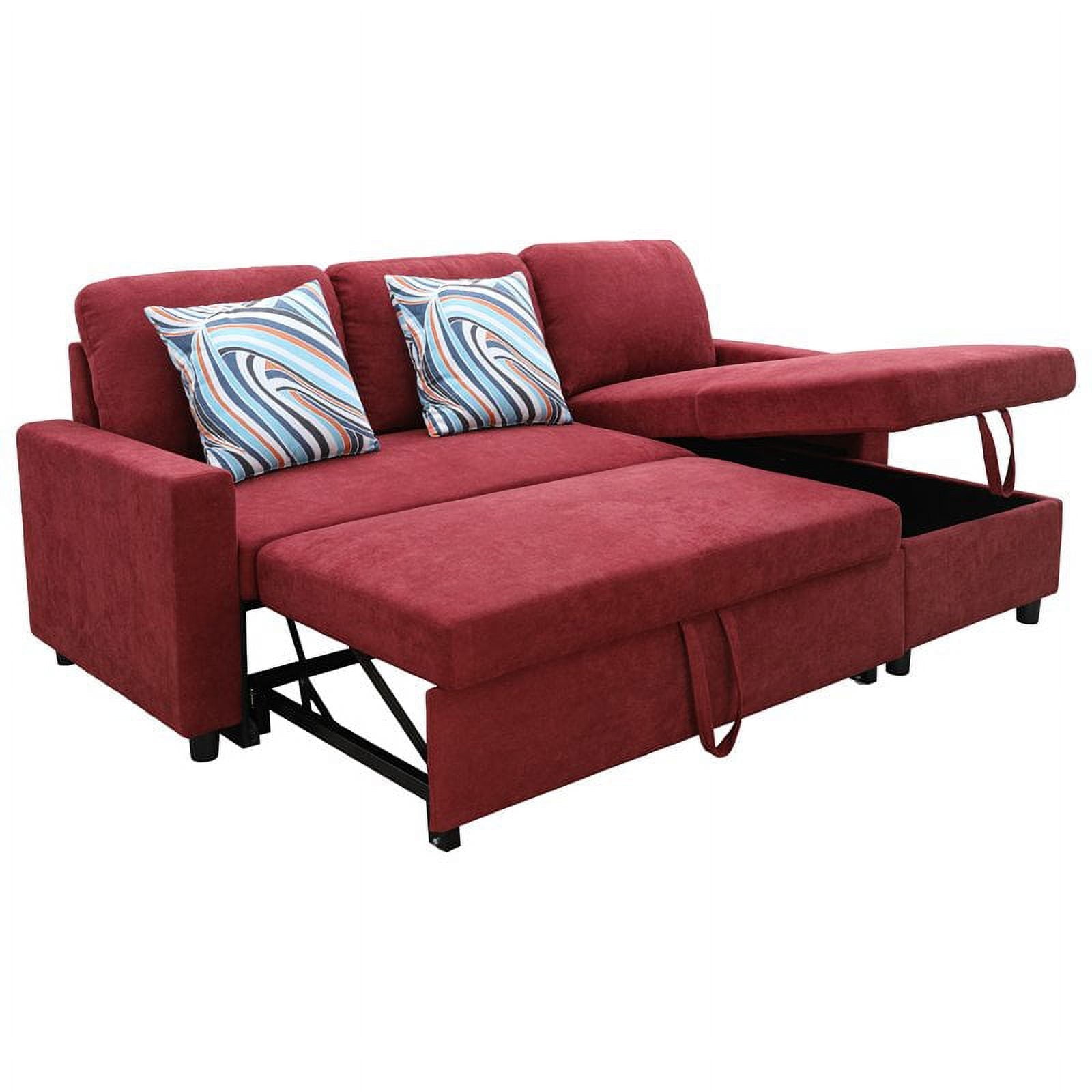 Star Home Living Hannah Microfiber Fabric Revers. Sectional Sofa in Red