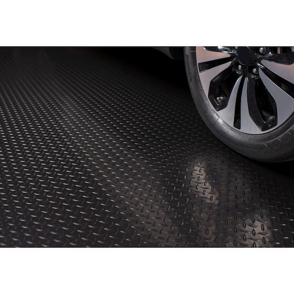 Diamond Tread 8.5 ft. x 24 ft. Midnight Black Vinyl Garage Flooring Cover and Protector