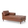 Lagom Barger Indoor Faux Leather Tufted Chaise Lounge, Dark Brown