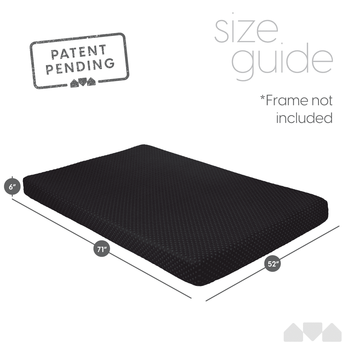 Memory Foam Futon Mattress Full Size (Frame Not Included, Black)