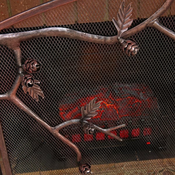 Bronze 3-Panel Fireplace Screen Panel Mesh Decorative Spark Guard Protector Gate