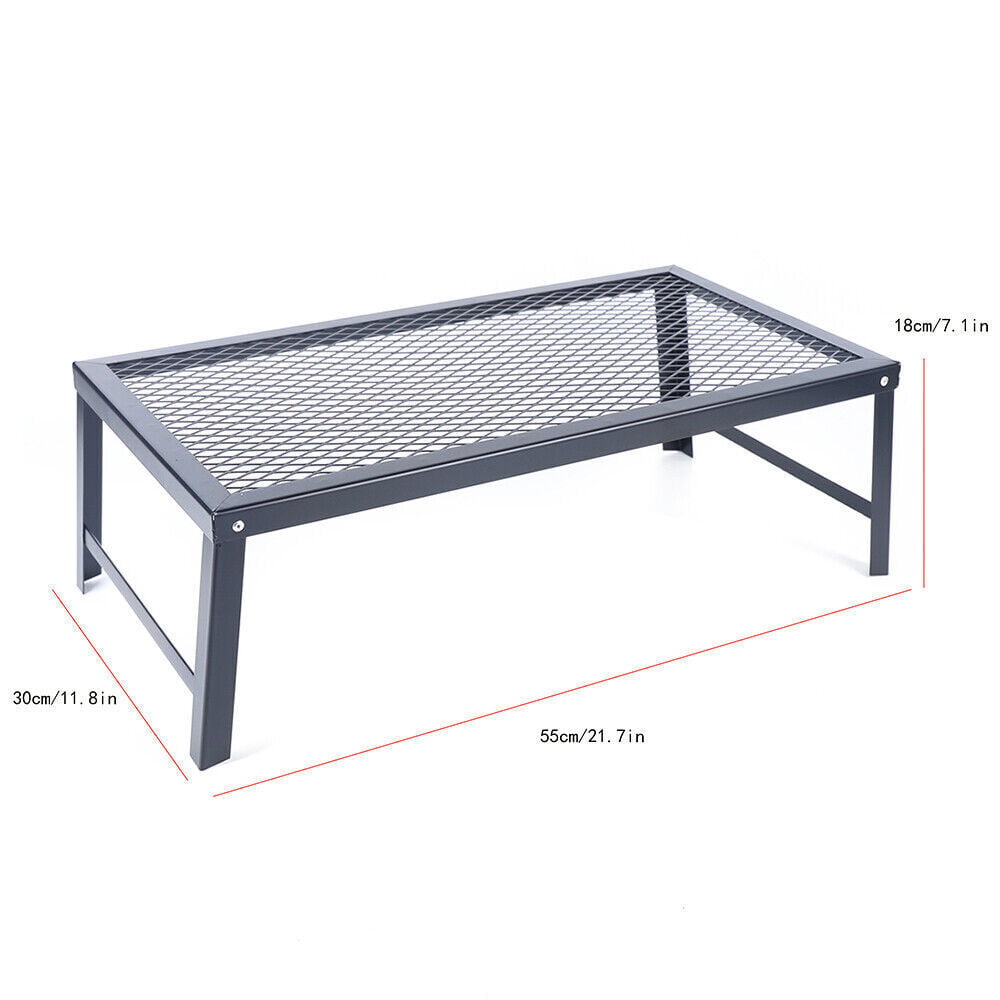 Campfire Grill Over-Fire Pit Cooking BBQ Rack Cooking Stove Black Foldable