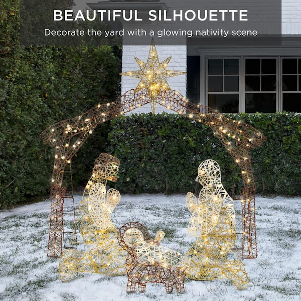 6 ft. LED Outdoor Nativity Set with 190 Warm White Lights and Stakes