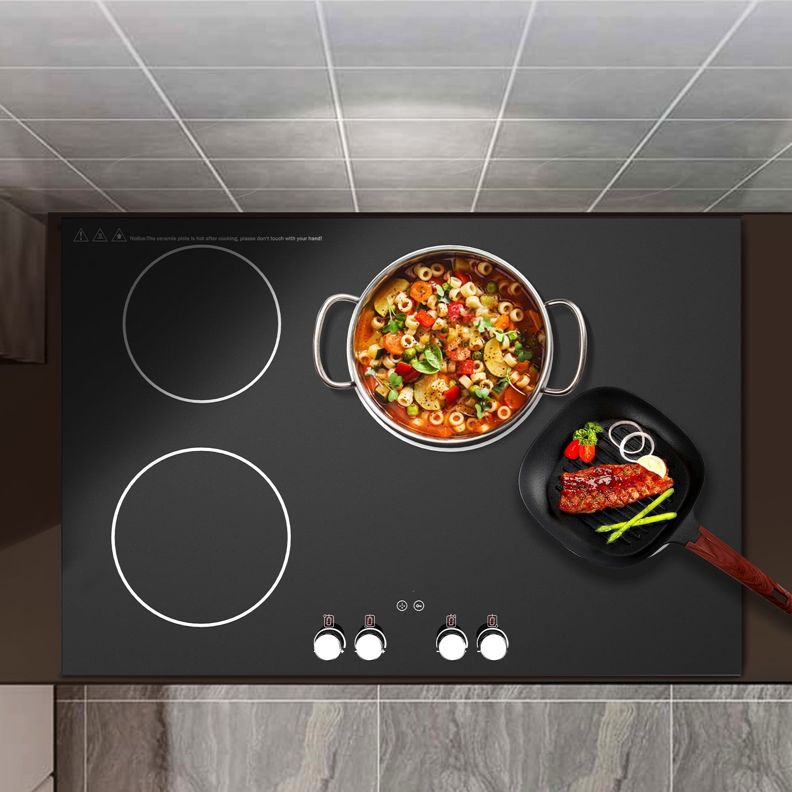 BENTISM Electric Induction Cooktop Built-in Stove Top 30in 4 Burners 220V