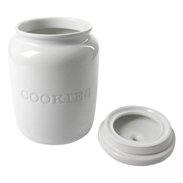 Simply White 132 oz. Porcelain Word Cookie Jar With Air Tight Lid