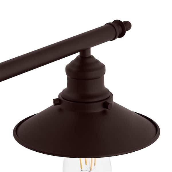 Glenhurst 34 in. 4-Light Industrial Farmhouse Bronze Bathroom Vanity Light Fixture with Metal Shades