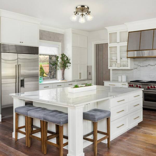 Gerard 1.53 ft. 3-Lights Antique Brass Fixed Track Lighting Kit with Clear Glass Shades, Bulbs Included