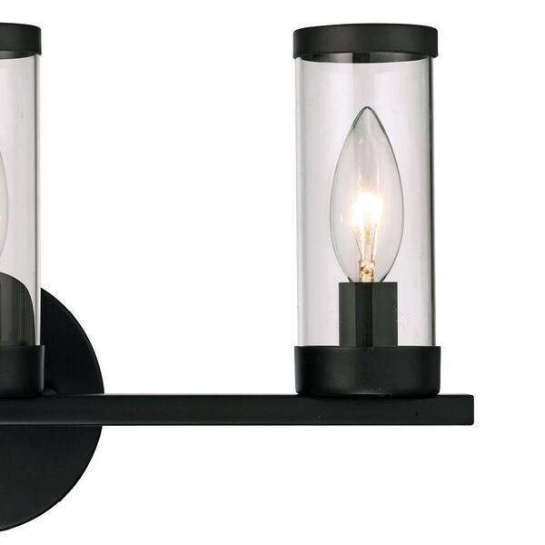 Loveland 16.625 in. 3-Light Black Bathroom Vanity Light Fixture with Clear Glass Shades