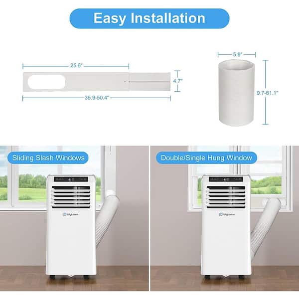 10,000 BTU Portable Air Conditioner Cools 450 Sq. Ft. with Dehumidifier and Exhaust Hose in White